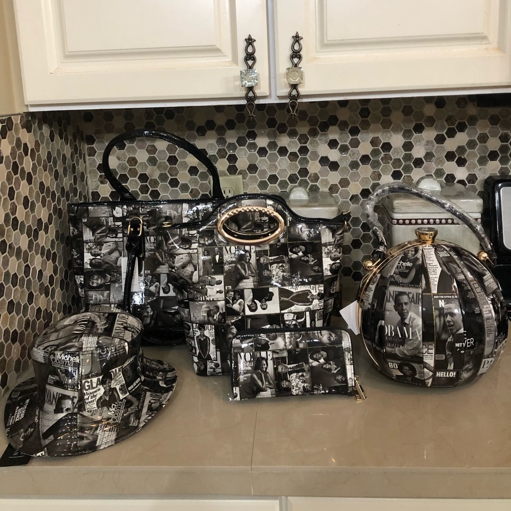 NWT 5 piece unique Obama purses, cap and wallet
